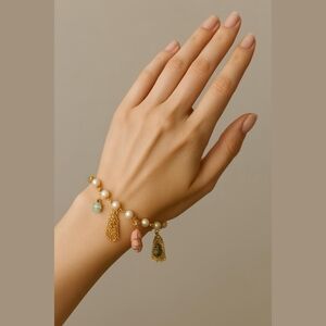 Precious Stone Pearly Bead Bracelet